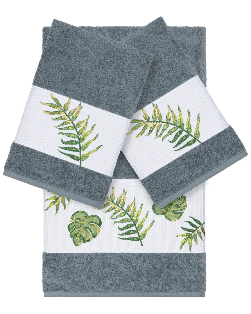 Zoe 3-Piece Embellished Towel Set - Teal, Turkish Cotton