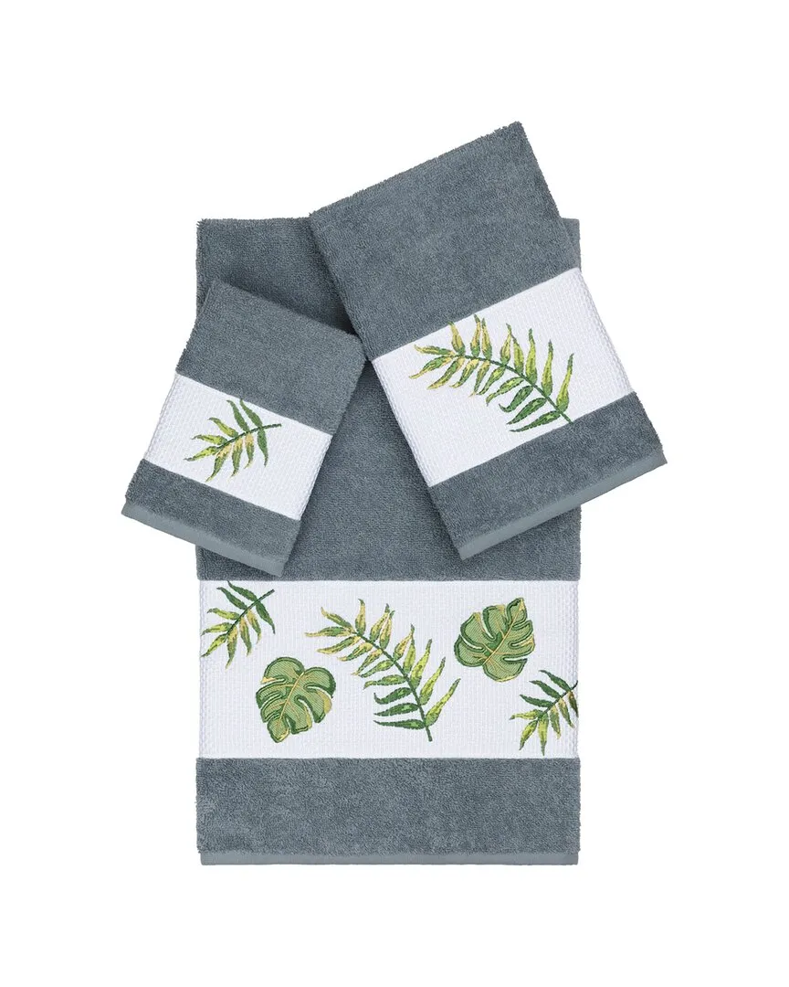 Zoe 3-Piece Embellished Towel Set - Teal, Turkish Cotton