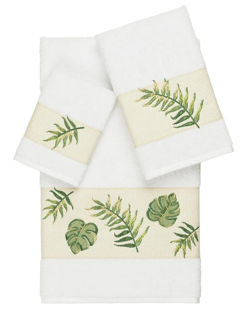 Zoe 3-Piece Embellished Towel Set - White, Turkish Cotton