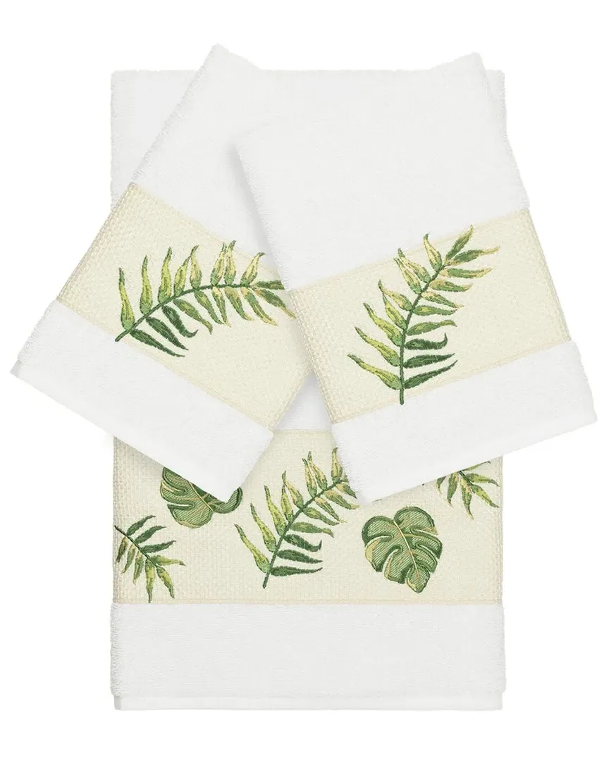 Zoe 3-Piece Embellished Towel Set - White, Turkish Cotton