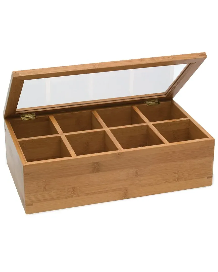 International Bamboo 8-Section Tea Box with Acrylic Lid