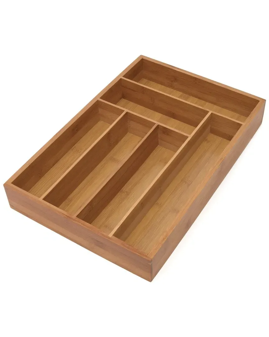 International Bamboo Flatware Organizer 6 Compartments - Brown