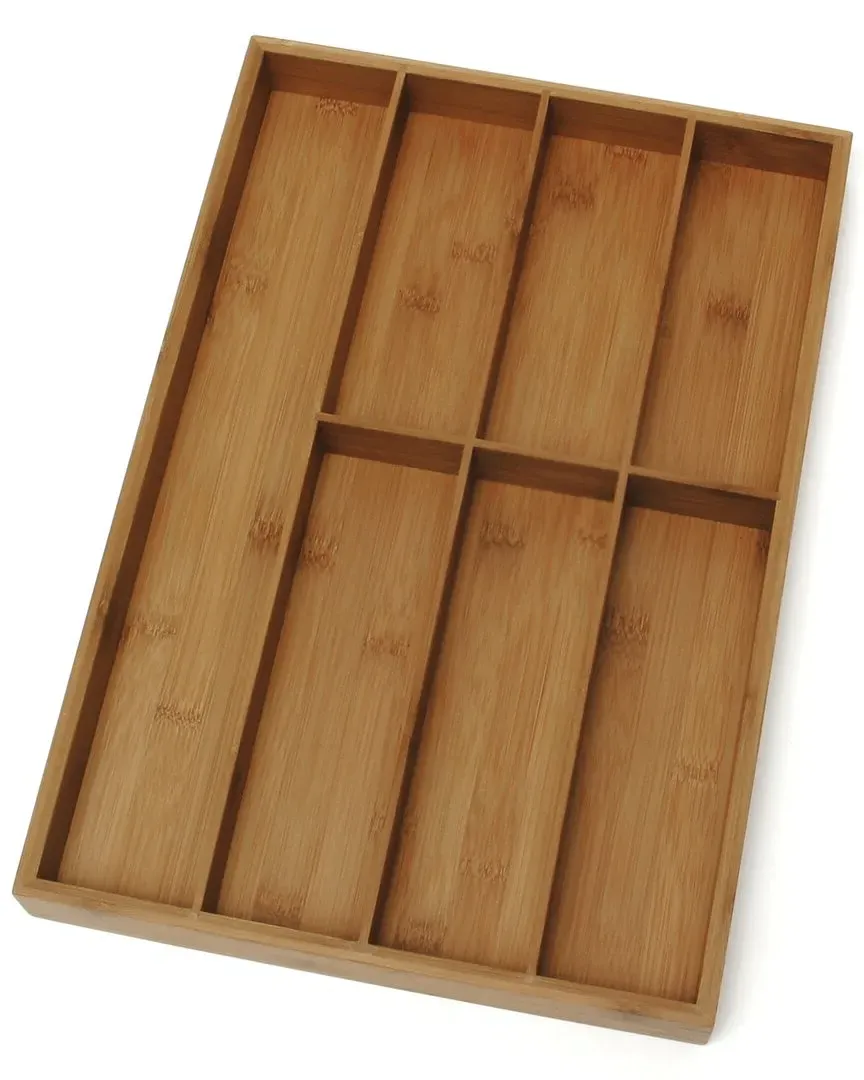 International Bamboo Flatware Organizer 7 Compartments - Brown image