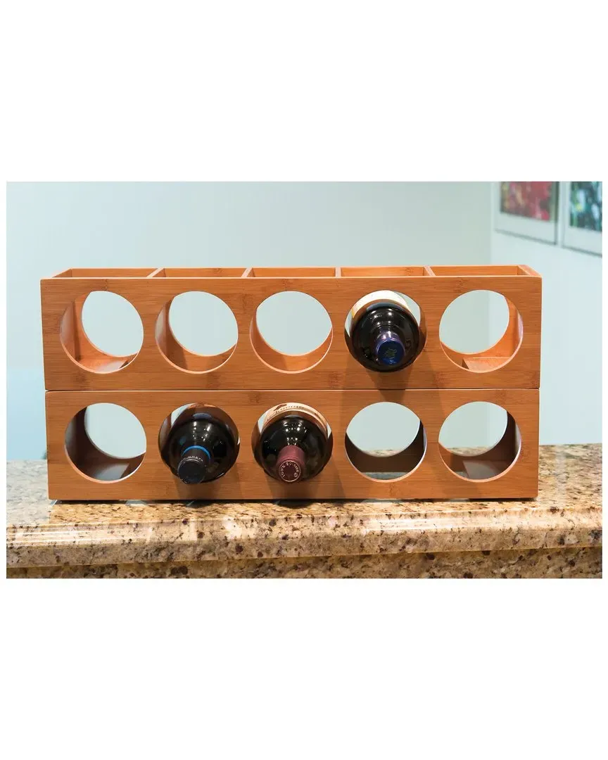 International Bamboo Stacking Wine Rack - Brown