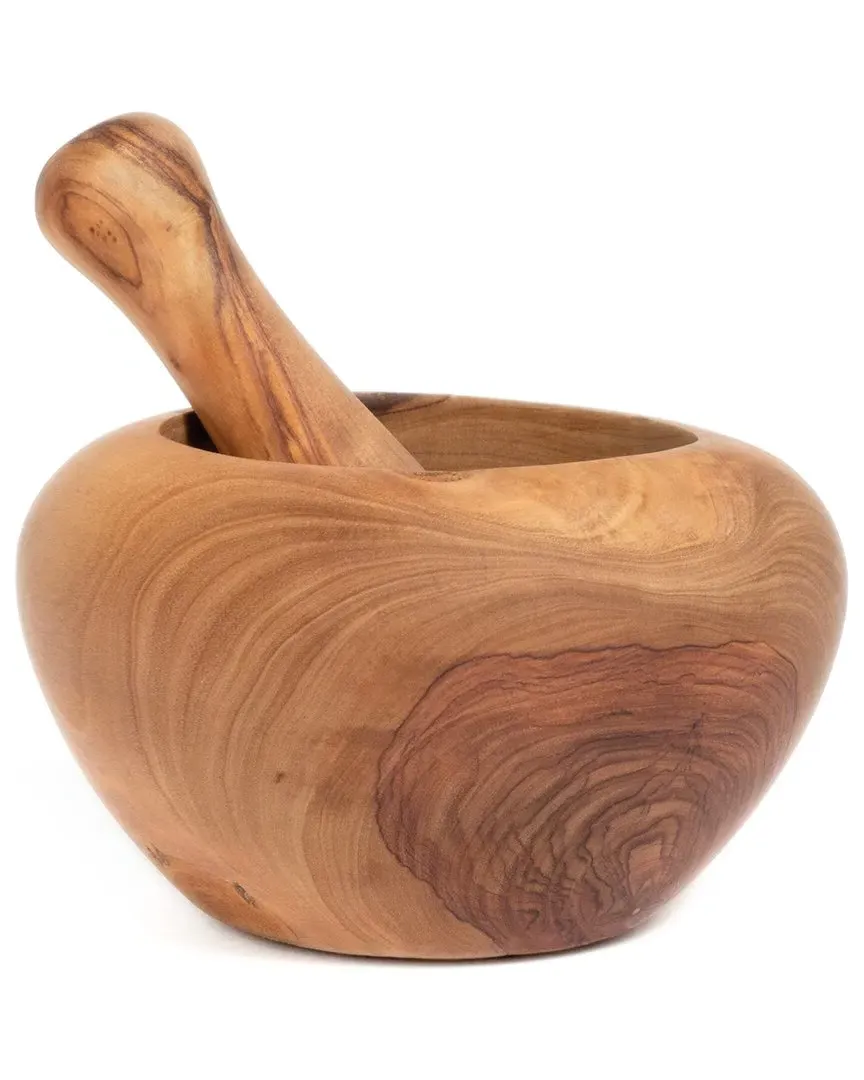 International Olive Wood Mortar & Pestle - Brown