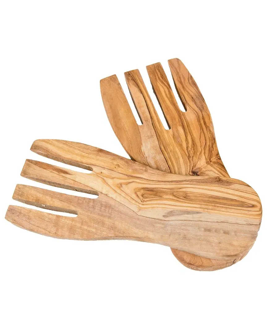 International Olive Wood Salad Hands - Brown image