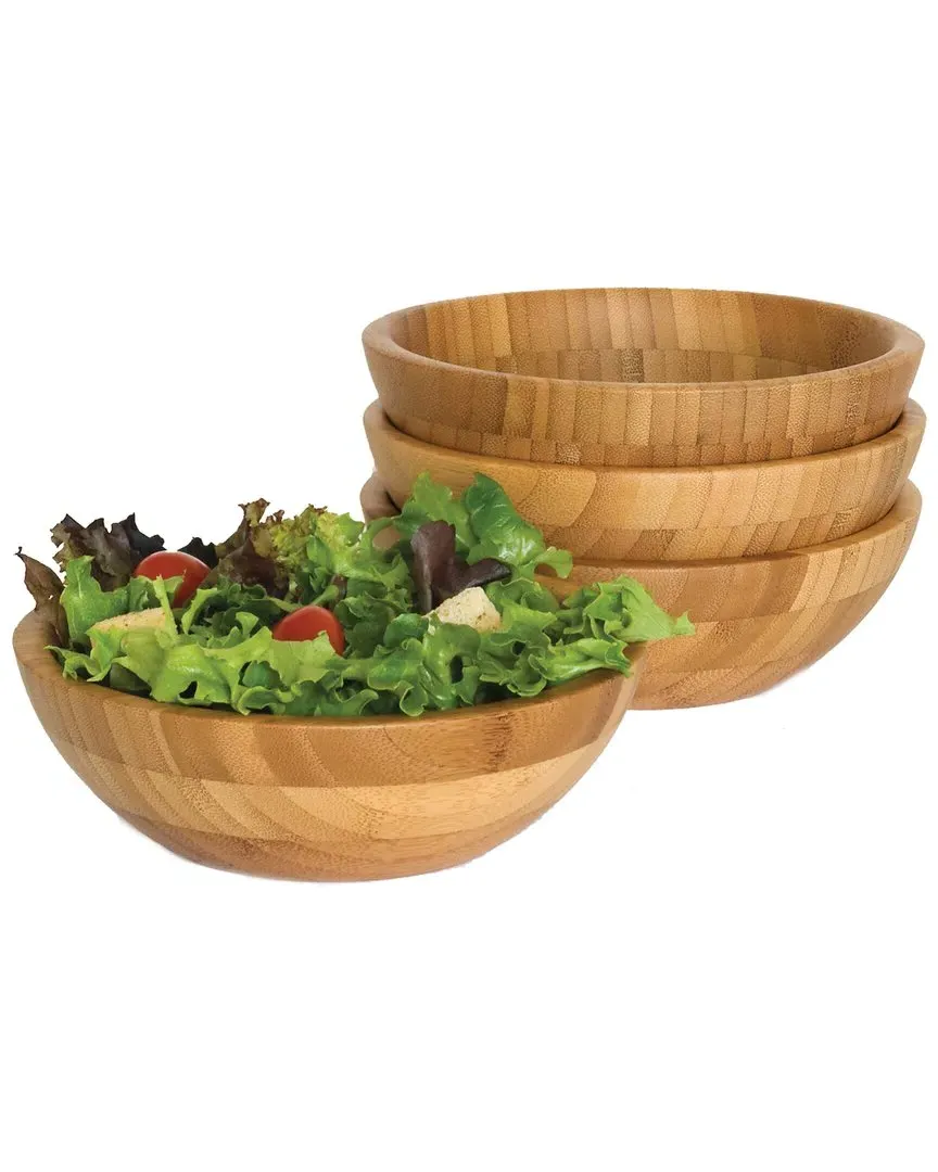 Set of 4 Small Salad Bowls - Brown, Bamboo
