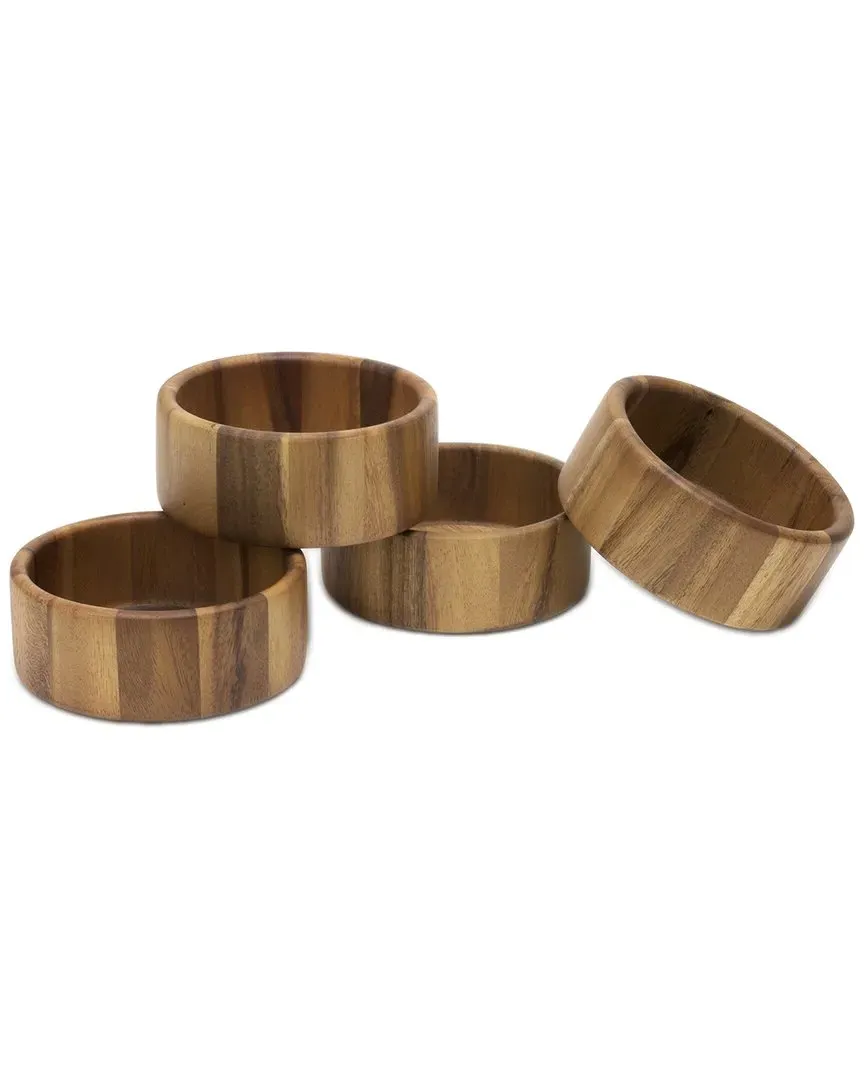 Set of 4 Straight-Side Bowls - Brown, Acacia image