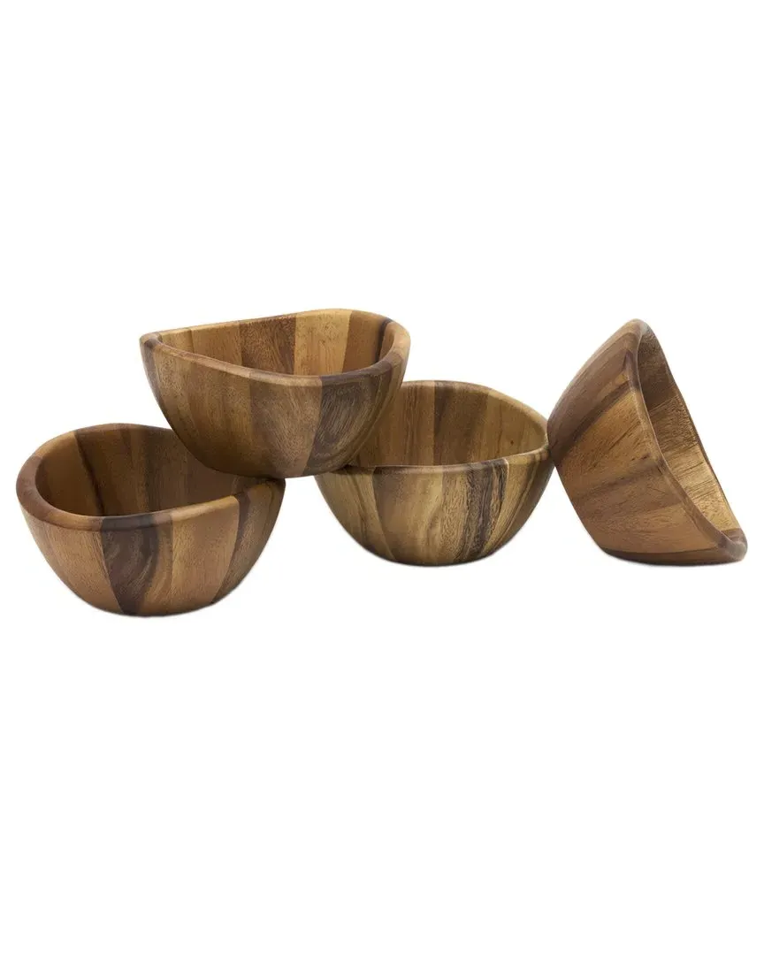 Set of 4 Wave Bowls - Brown, Acacia