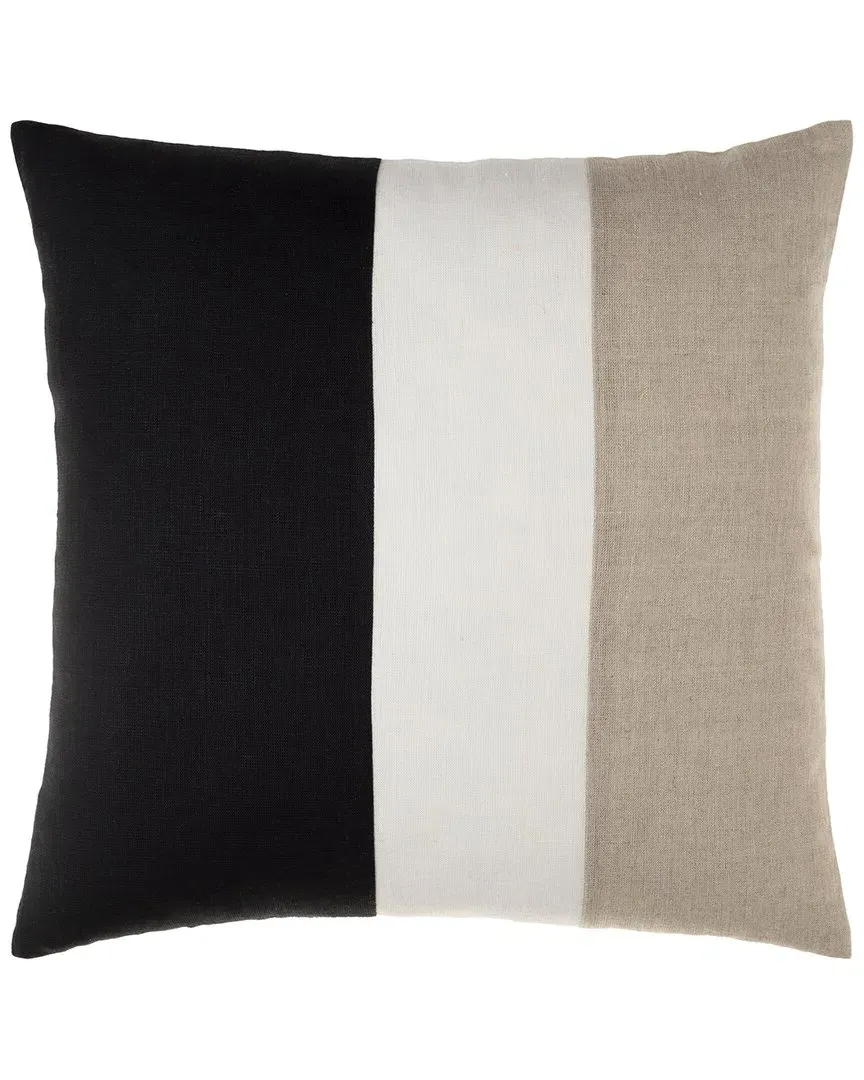 Surya Roxbury Polyester Pillow - Black, Linen
