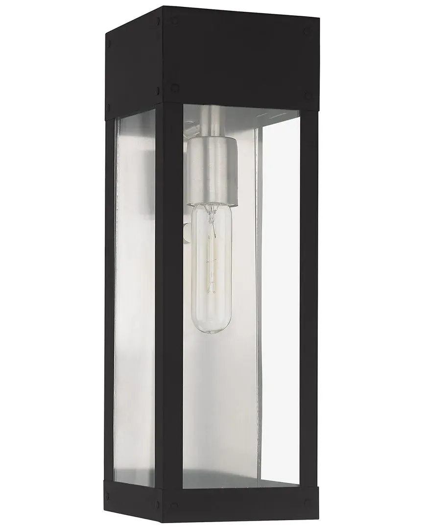 1-Light Outdoor Wall Lantern - Black, Stainless Steel