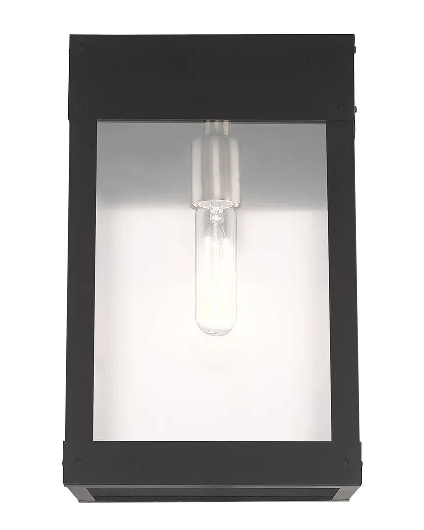 1-Light Outdoor Wall Lantern - Black, Stainless Steel