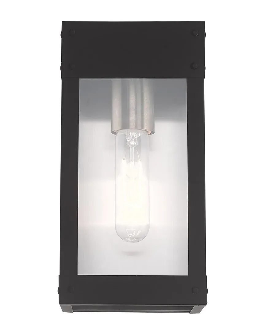 1-Light Outdoor Wall Lantern - Black, Stainless Steel image