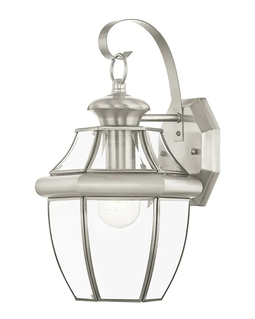 1-Light Outdoor Wall Lantern - Brushed Nickel, Brass image