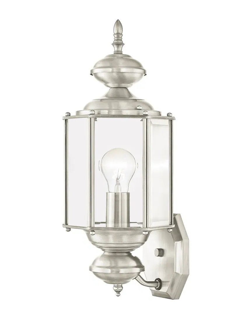 1-Light Outdoor Wall Lantern - Brushed Nickel, Brass