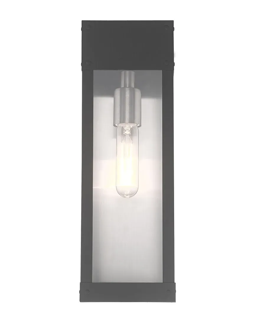 1-Light Outdoor Wall Lantern - Scandinavian Gray, Stainless Steel image