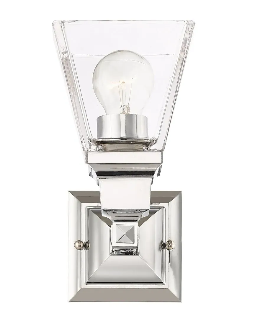 1-Light Wall Sconce - Polished Chrome, Clear Glass