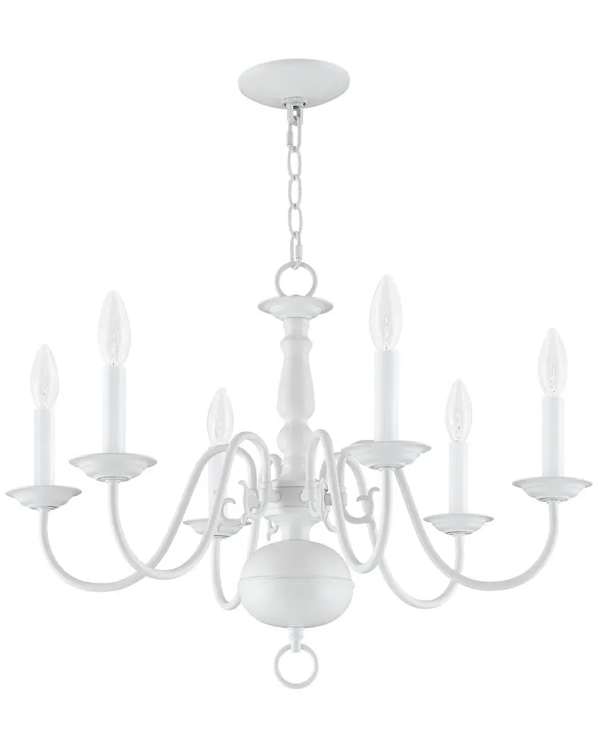 6-Light Chandelier - White, Steel image
