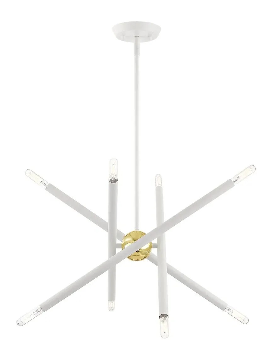 8-Light Pendant Lantern - White, Polished Brass image