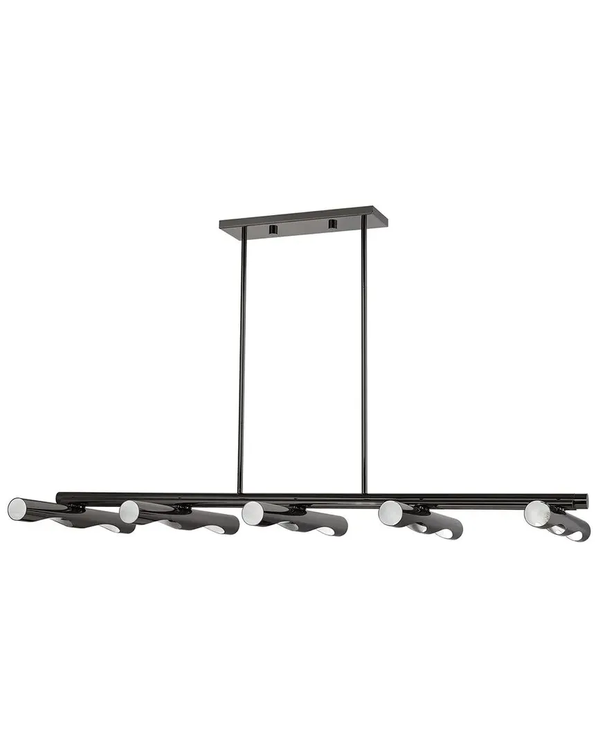 Acra 10 Light Linear Chandelier - Black Chrome, Steel