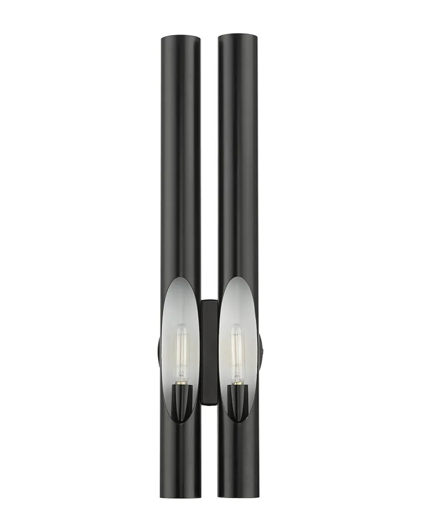 Acra 2-Light Wall Sconce - Shiny Black, Steel