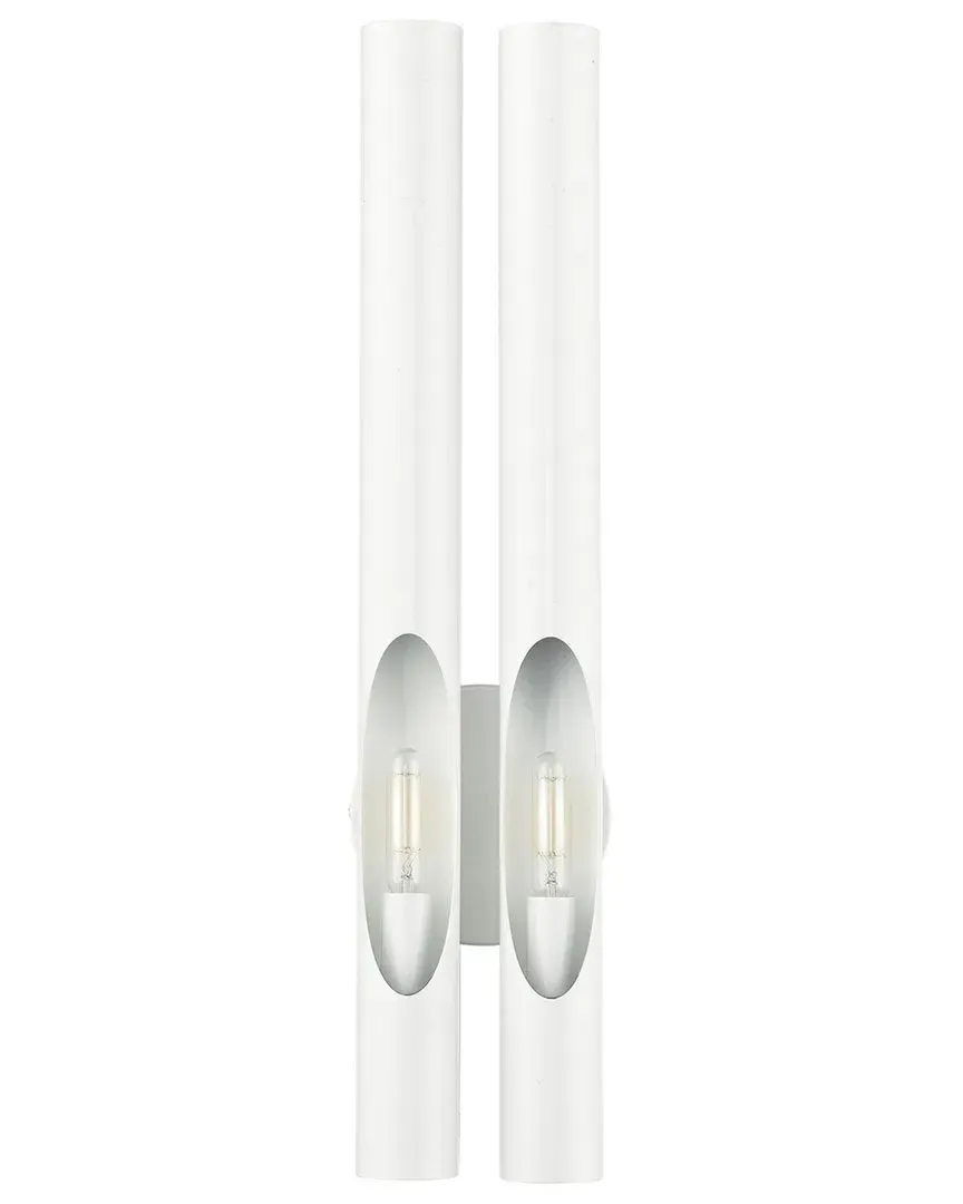 Acra 2 Light Wall Sconce - Shiny White, Steel