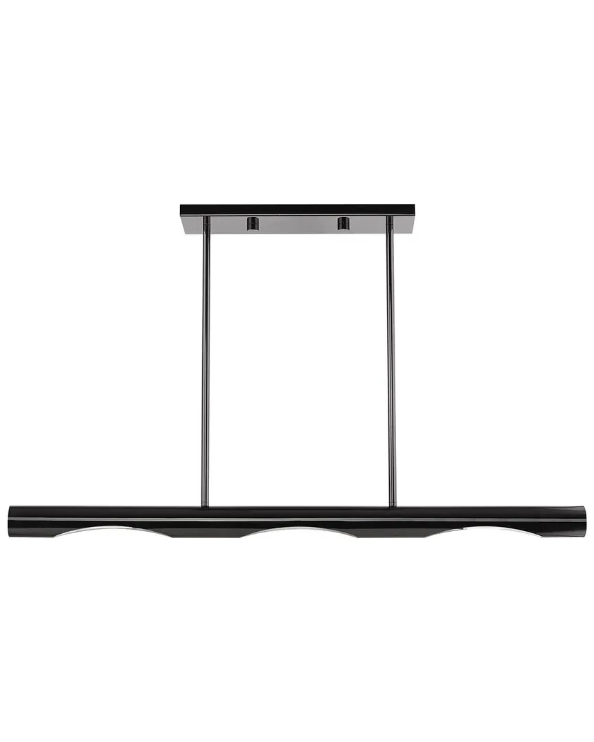 Acra 3 Light Linear Chandelier - Black Chrome, Steel