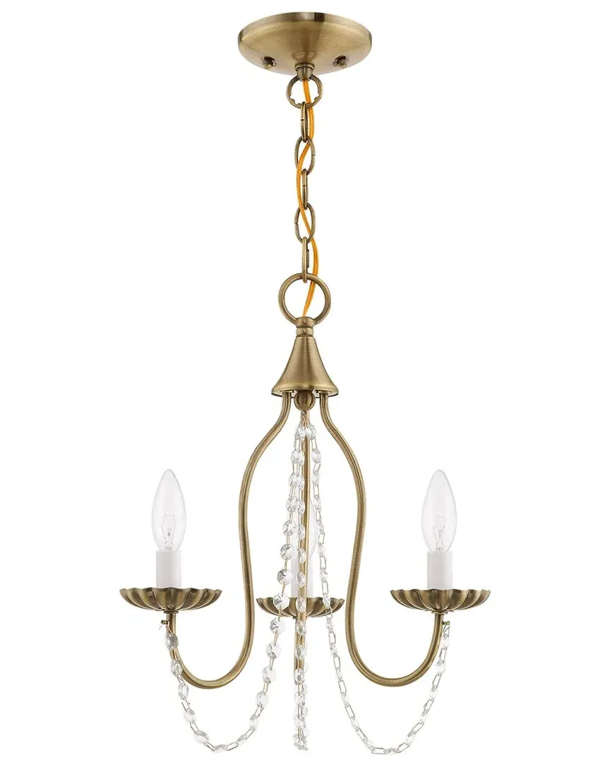 Alessia 3-Light Mini Chandelier - Antique Brass, Steel