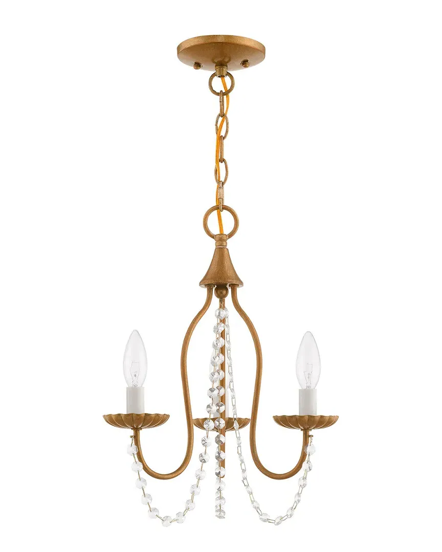 Alessia 3-Light Mini Chandelier with Crystal - Antique Gold, Steel