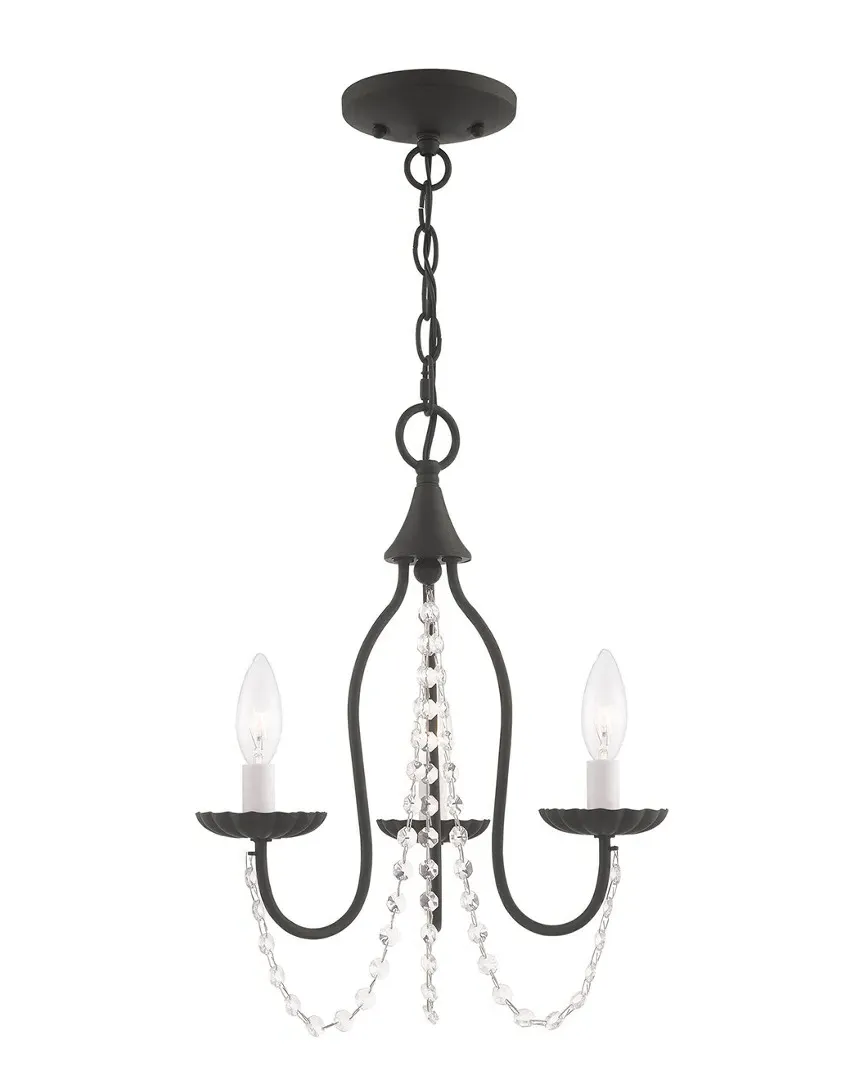 Alessia 3-Light Mini Chandelier with Crystal - Black, Steel image