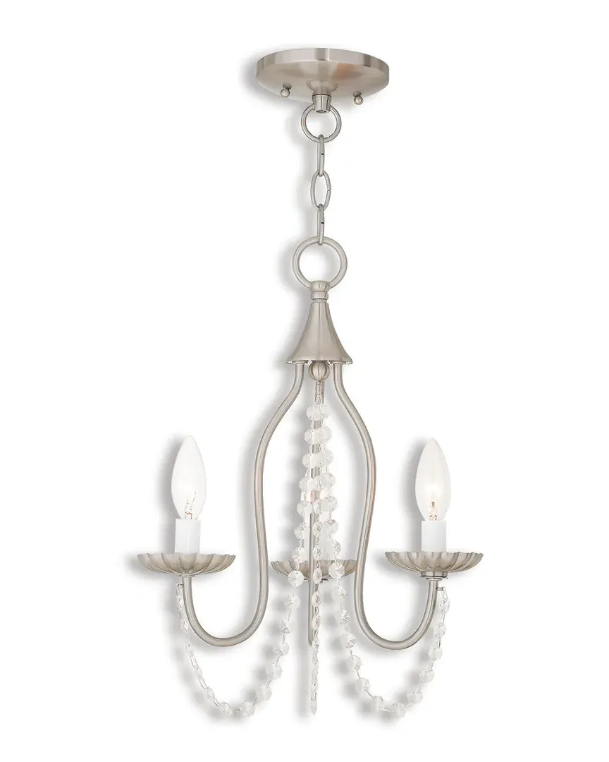 Alessia 3-Light Mini Chandelier with Crystal - Brushed Nickel, Steel