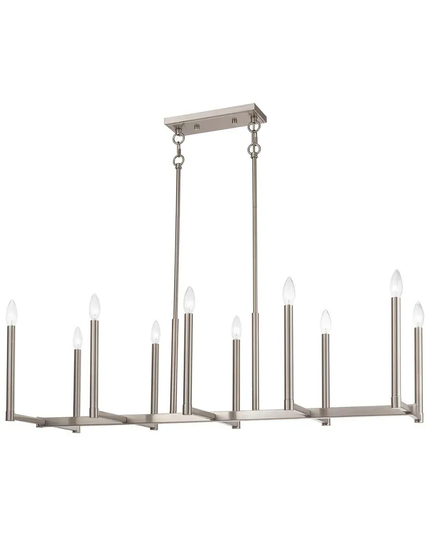 Alpine 10-Light Linear Chandelier - Brushed Nickel