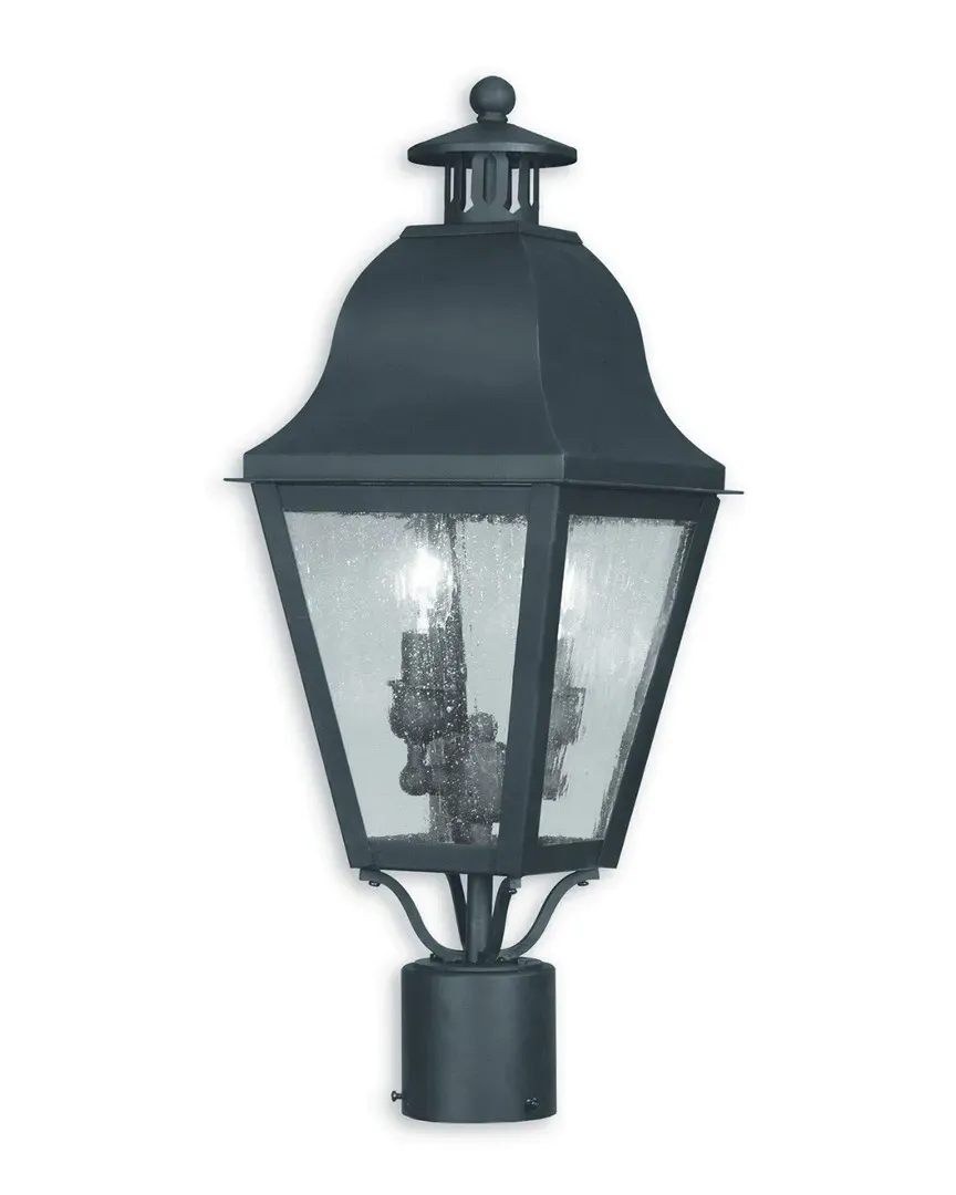 Amwell 2-Light Outdoor Post Lantern - Black, Brass