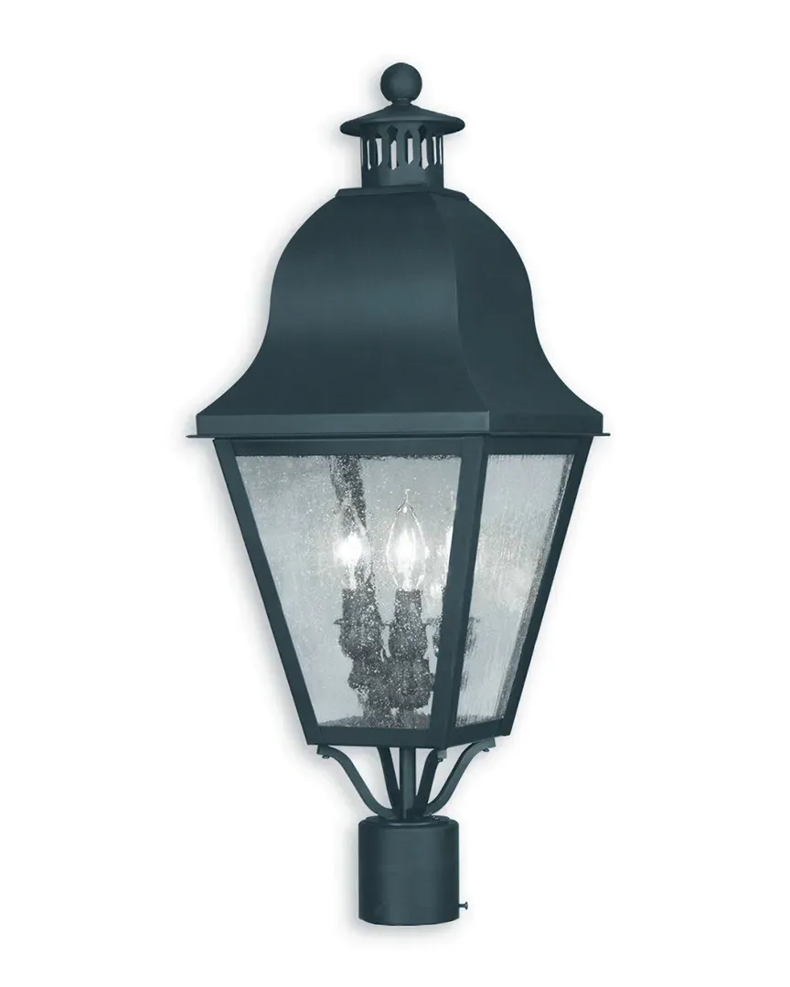 Amwell 3-Light Outdoor Post Lantern - Black, Brass image