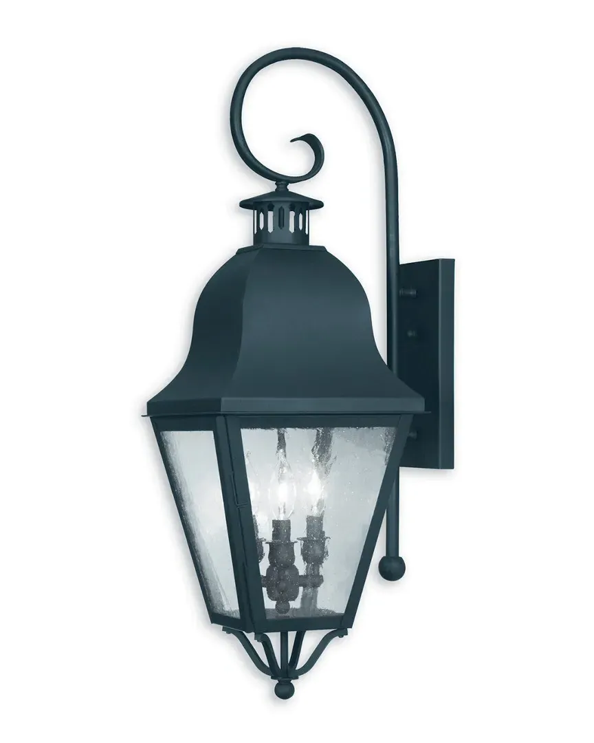 Amwell 3-Light Outdoor Wall Lantern - Black, Brass