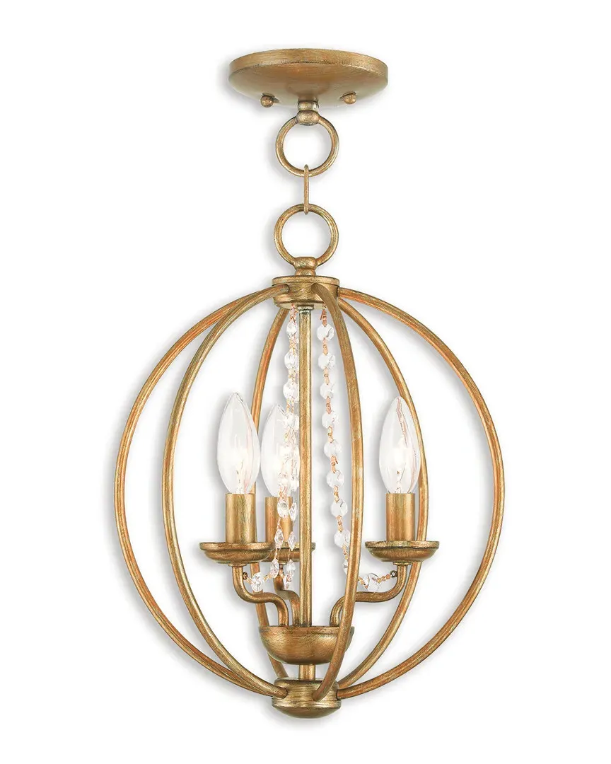 Arabella 3-Light Mini Chandelier with Crystals - Antique Gold image