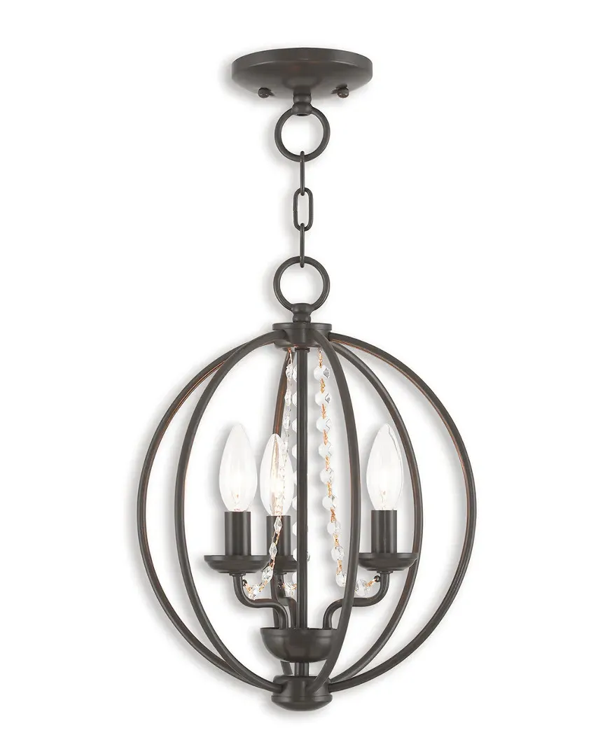 Arabella 3-Light Mini Chandelier with Crystals - English Bronze
