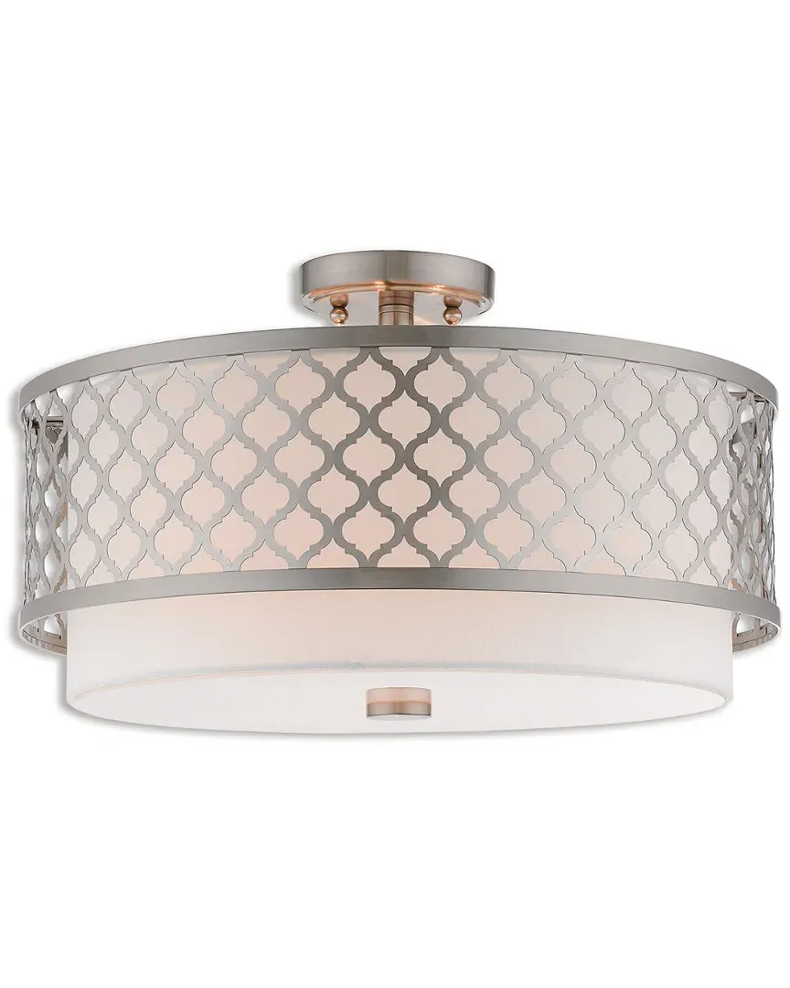 Arabesque 3 Light Semi Flush Mount Ceiling Light - Brushed Nickel