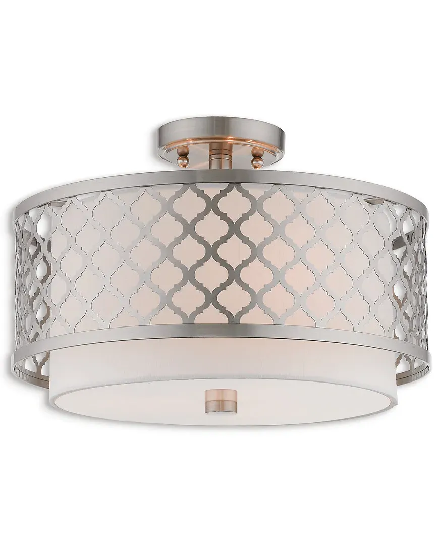 Arabesque 3 Light Semi Flush Mount Ceiling Light - Brushed Nickel image