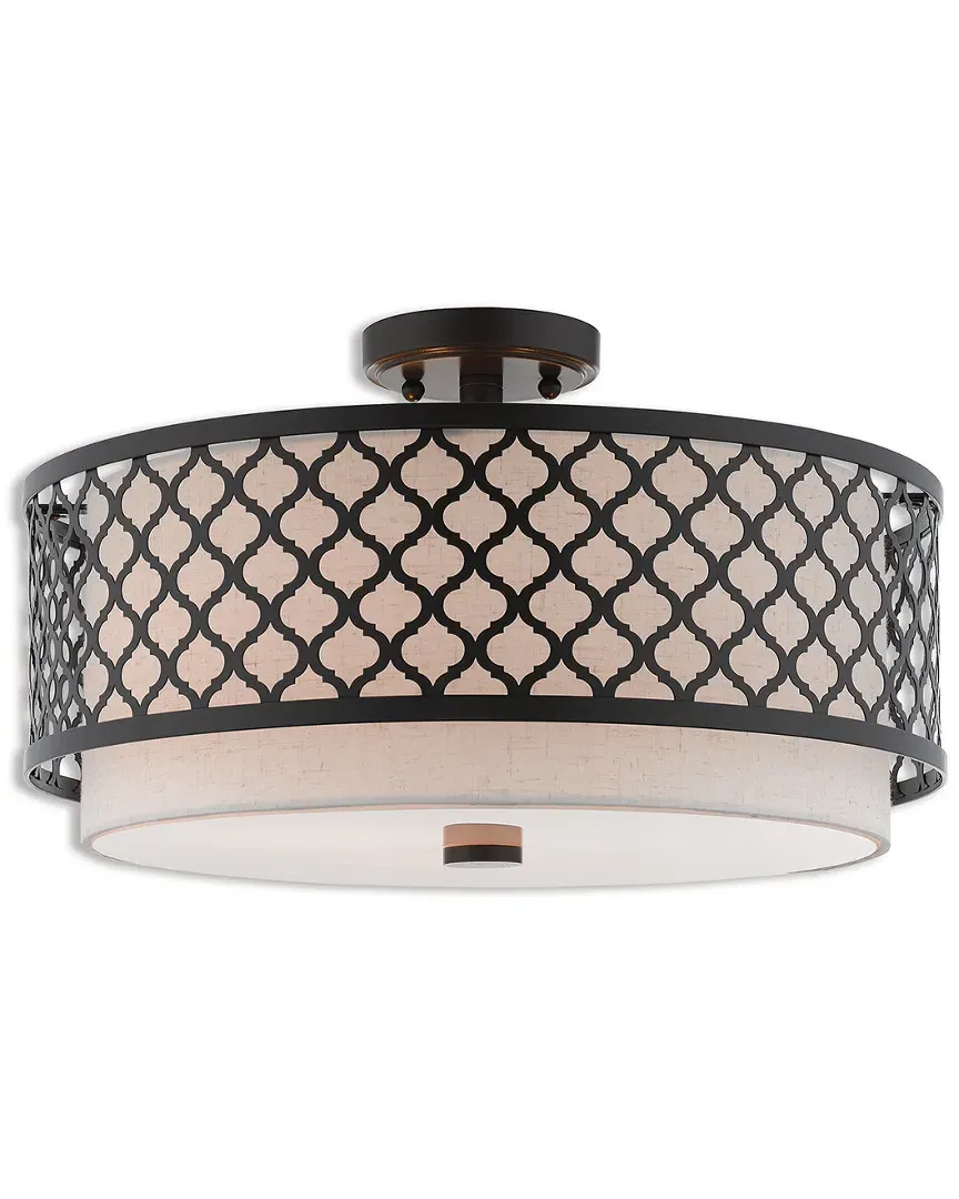 Arabesque 3 Light Semi Flush Mount Ceiling Light - English Bronze