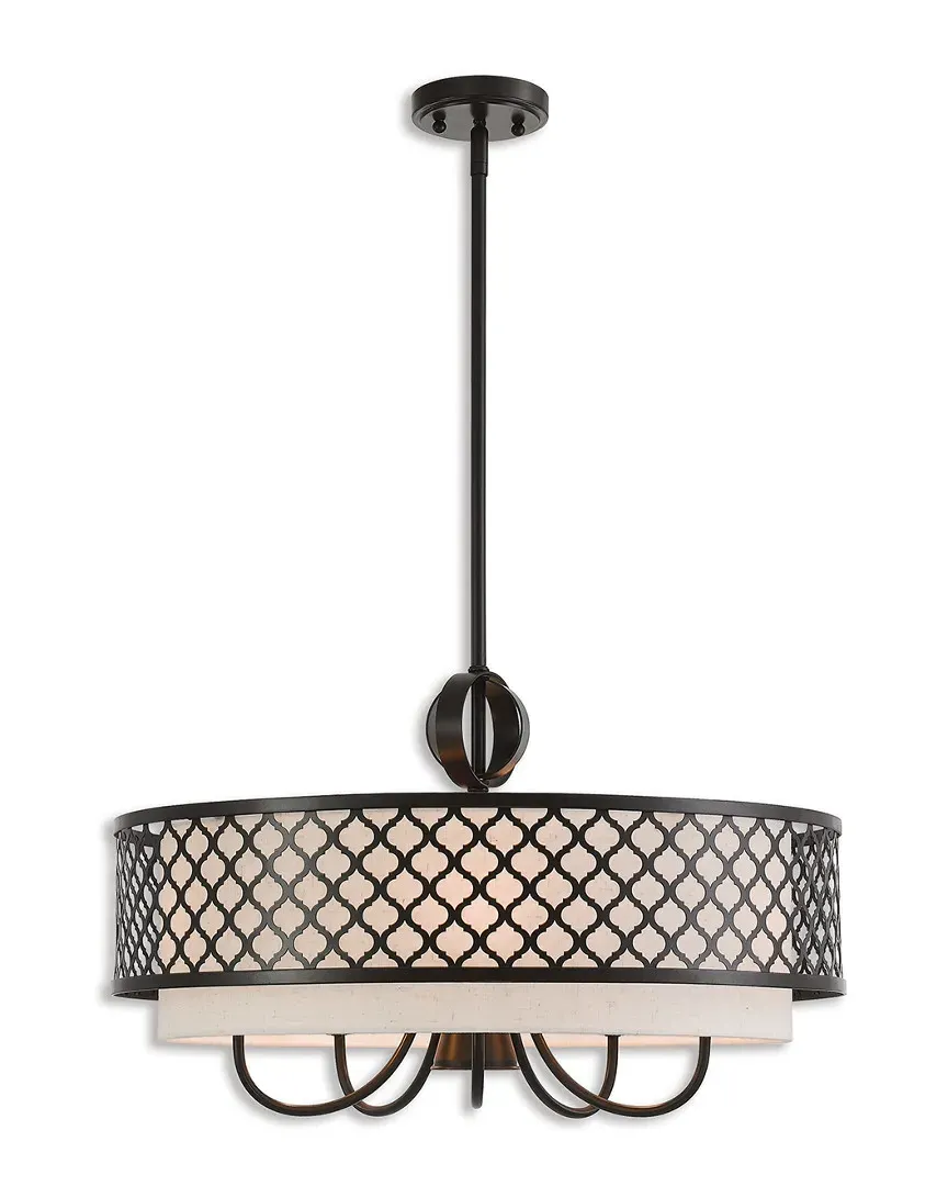 Arabesque 6 Light Pendant Chandelier - English Bronze, Steel