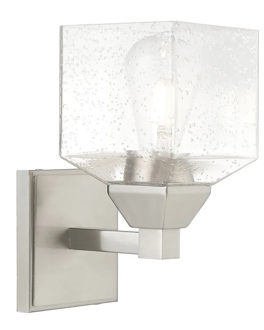 Aragon Wall Sconce with Clear Seeded Glass - Brushed Nickel image