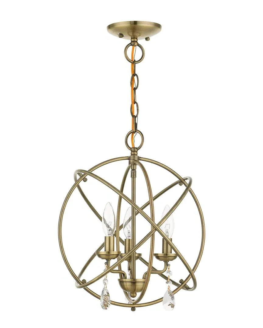 Aria 3-Light Convertible Chandelier Semi Flush - Antique Brass