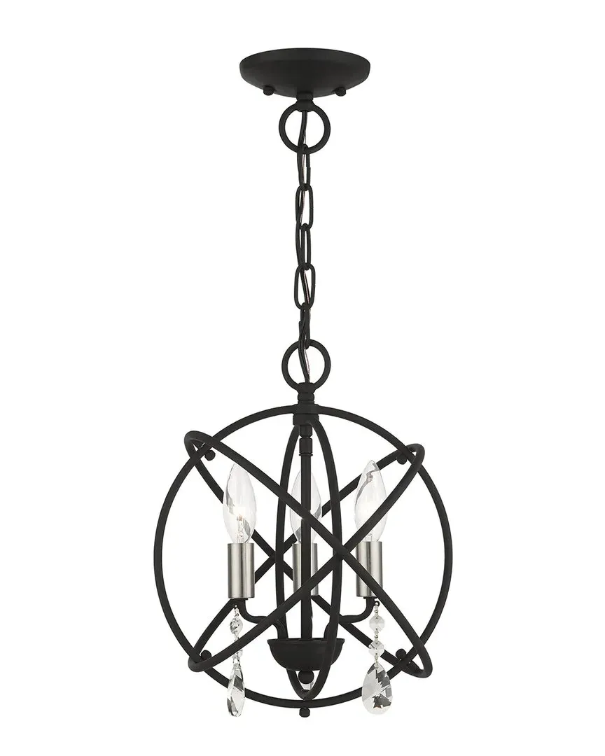 Aria 3-Light Convertible Chandelier Semi Flush - Black image