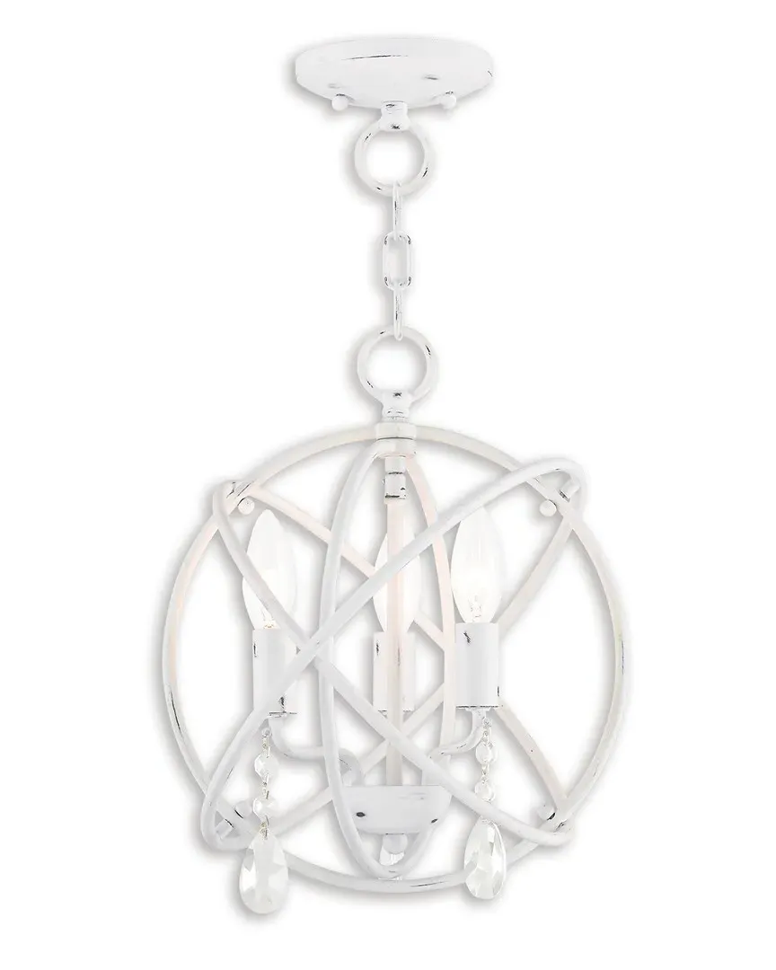 Aria 3-Light Mini Chandelier with Crystals - Antique White image