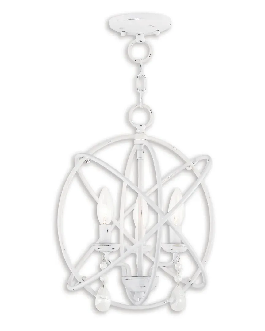 Aria 3-Light Mini Chandelier with Crystals - Antique White