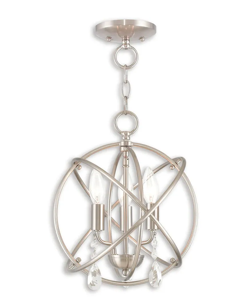 Aria 3-Light Mini Chandelier with Crystals - Brushed Nickel