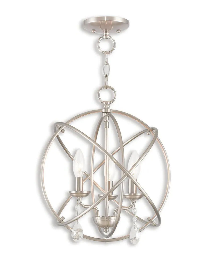 Aria 3-Light Mini Chandelier with Crystals - Brushed Nickel