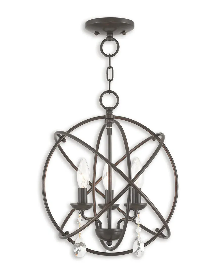 Aria 3-Light Mini Chandelier with Crystals - English Bronze