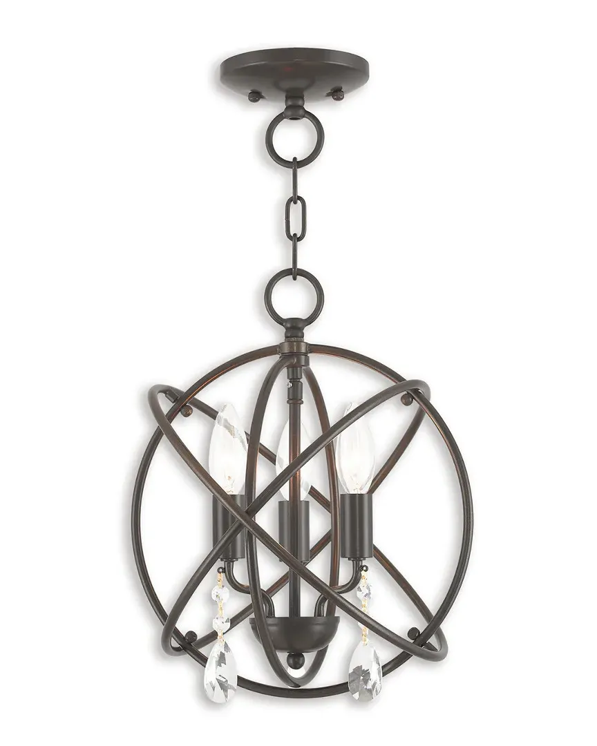 Aria 3-Light Mini Chandelier with Crystals - English Bronze